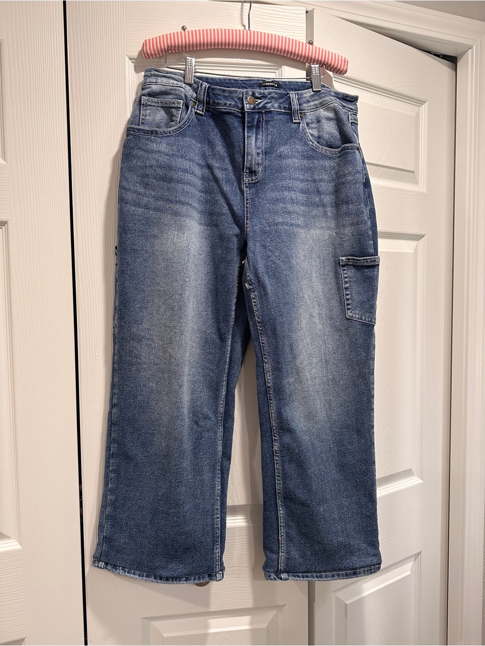 Flamingals Flamingo Wide Leg Carpenter Jeans Denim Blue Plus Size 2XL